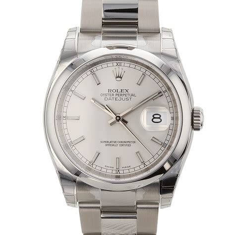 rolex datejust 36 stainless steel watch silver dial 116200|pre owned Rolex 116200.